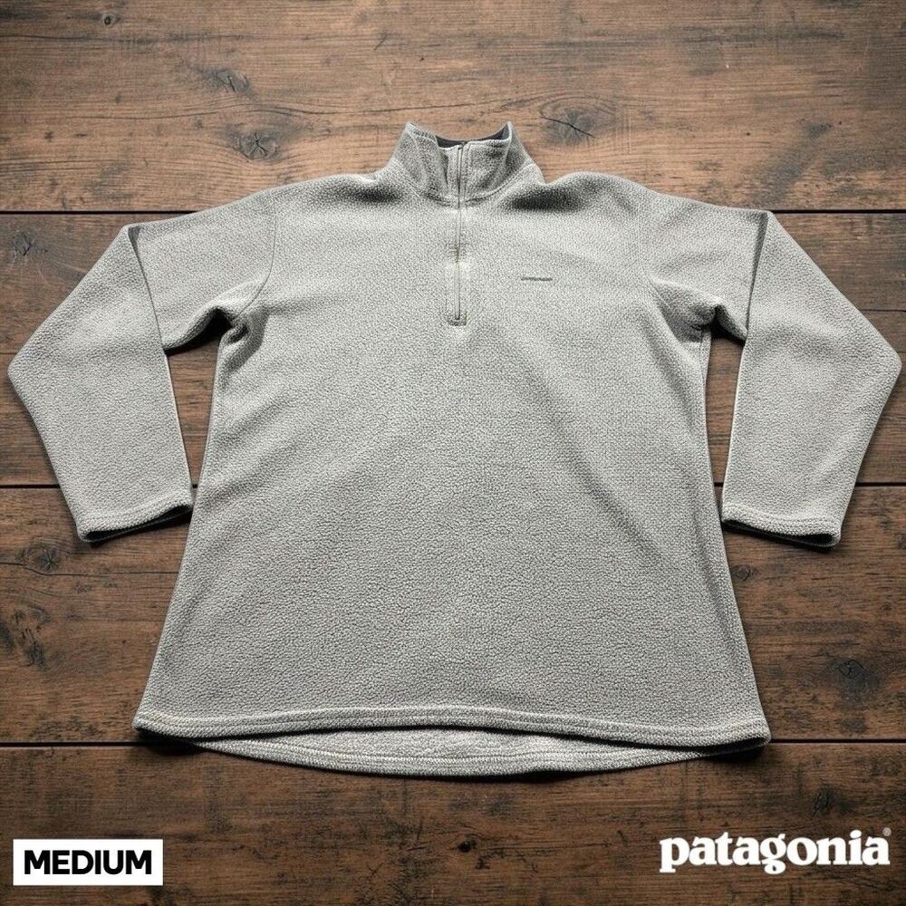 Vintage Patagonia Capilene 1/4 Zip Gray Fleece Pullover Jacket Men’s MEDIUM